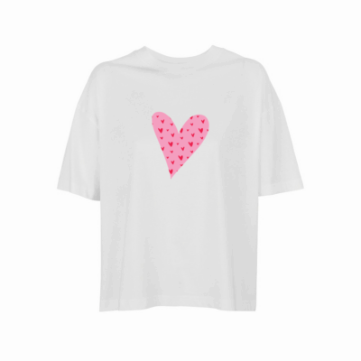 Κοντομάνικη μπλούζα boxy Pink Heart