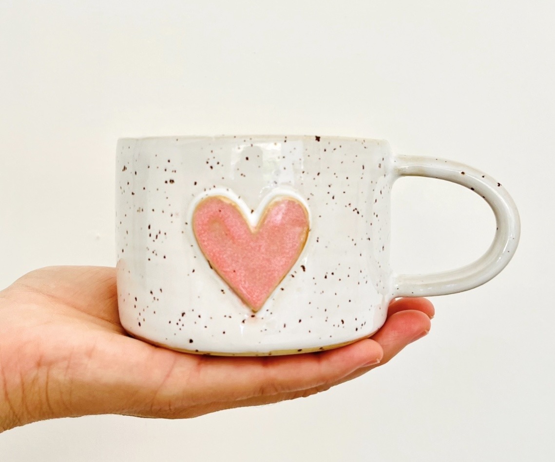 Κεραμική κούπα καρδιά (ροζ)