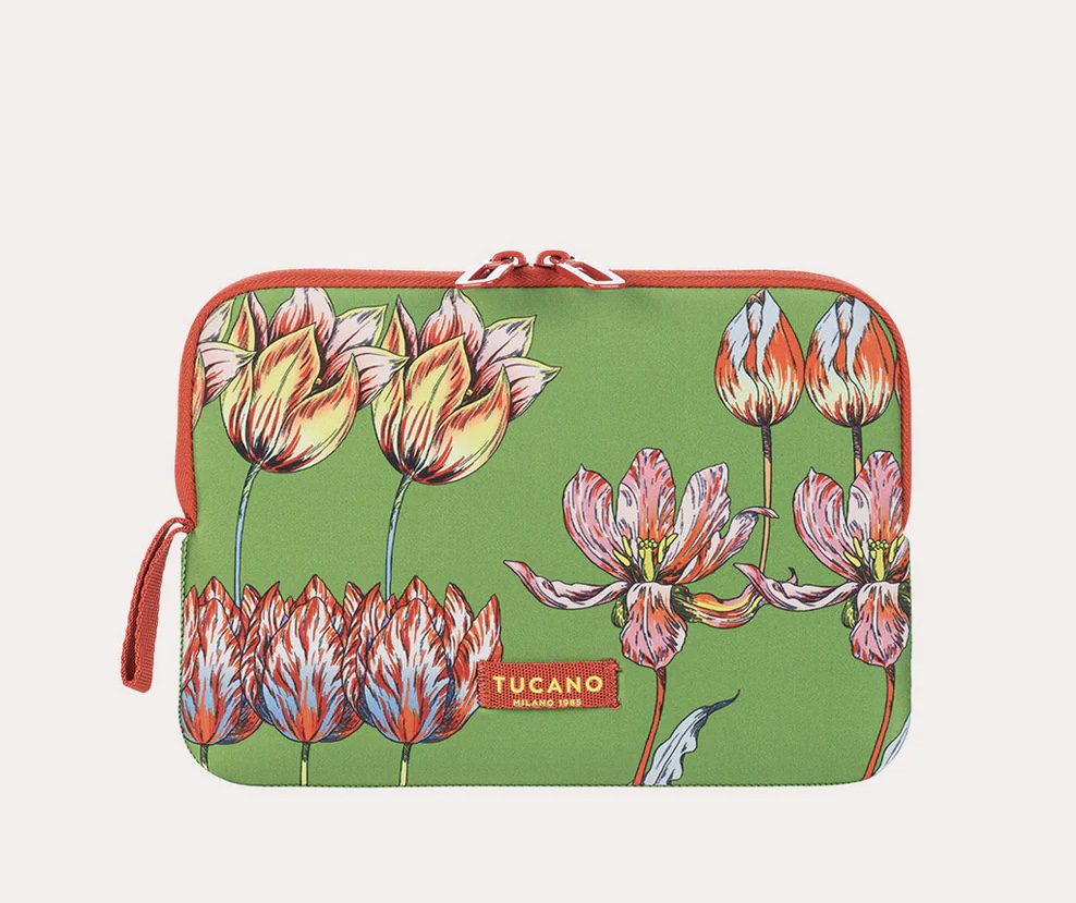 Scetch Green Flower pouch for cables and tech accessories