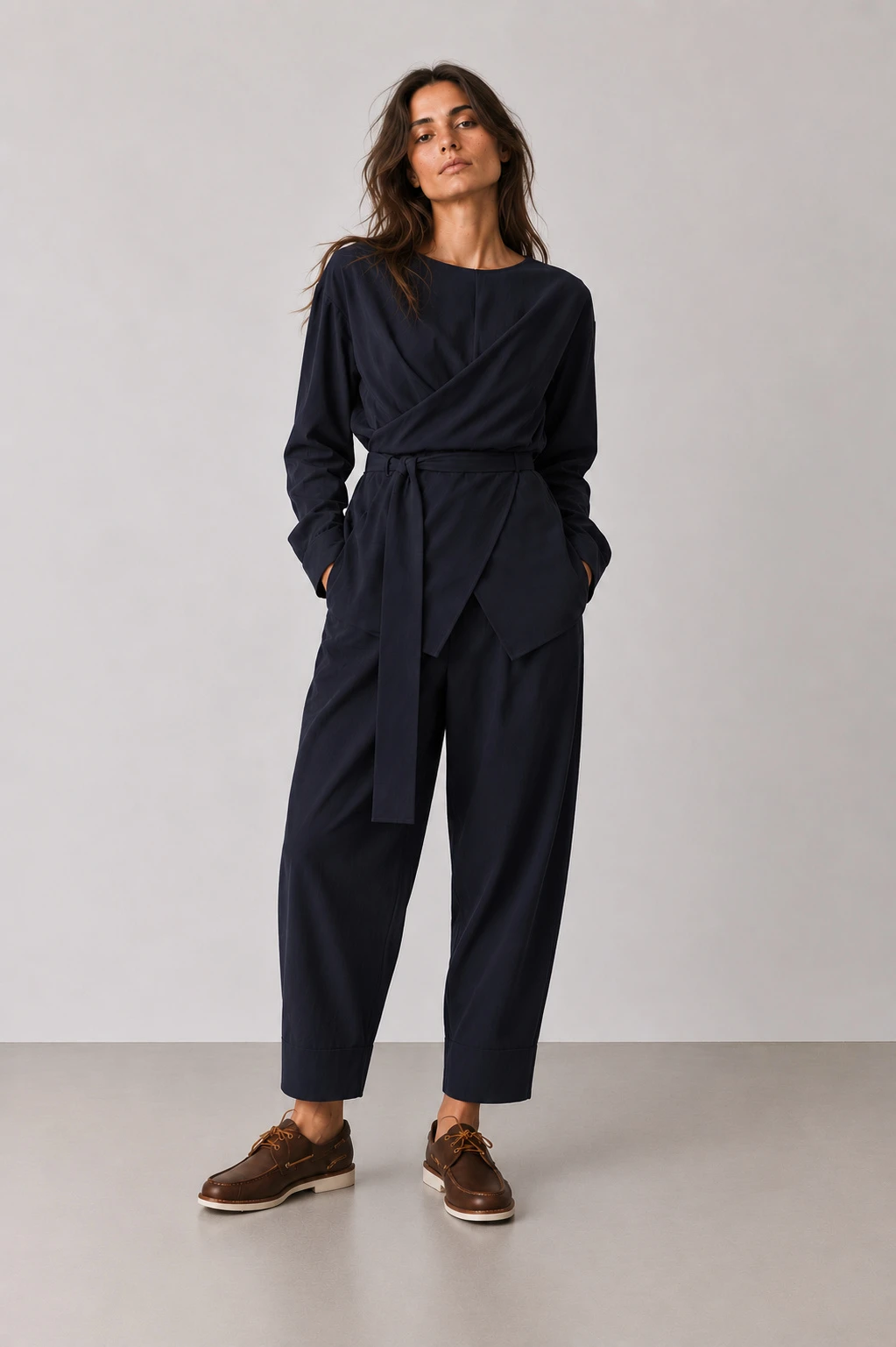 Relaxed Blue Τwill Pants Ofilia' s